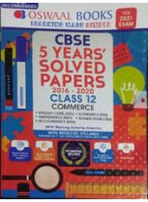 Oswaal Books Cbse 5 Years Solved Papers Class-12 Commerce 2021